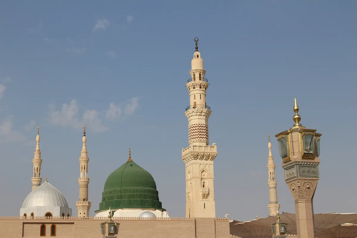 The Green Dome and minarets of Masjid an-Nabawi in Madinah