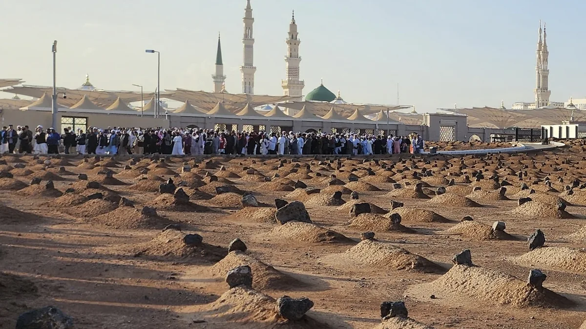 A broad view of Jannat ul Baqi cemetery in Madinah