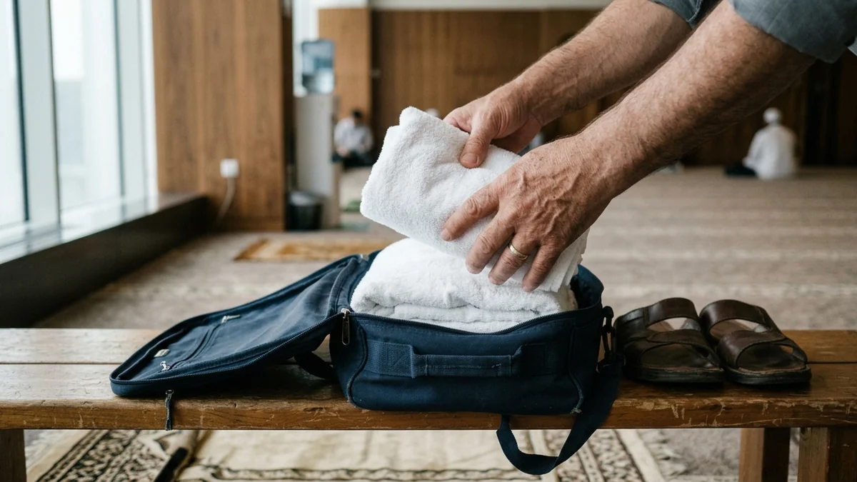 Packing ihram in hand luggage before an Umrah flight