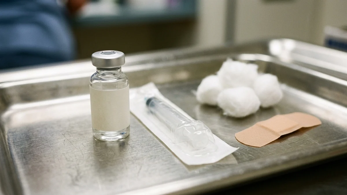 Meningitis ACWY vaccine ready at a travel clinic